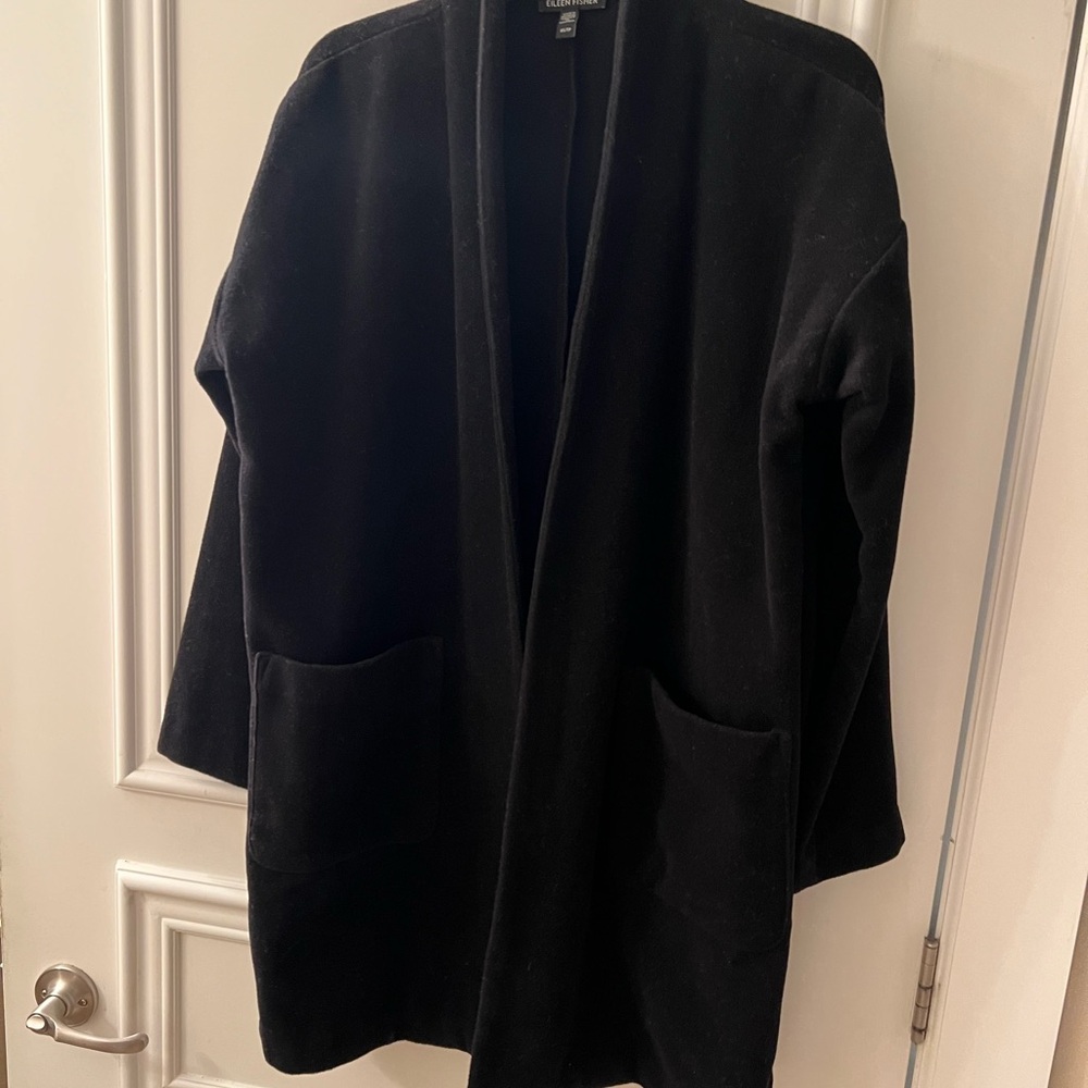 Eileen Fisher Black Open Front Jacket